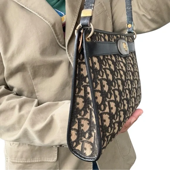 Vintage Christian Dior trotter shoulder bag canvas leather - Picture 5 of 12